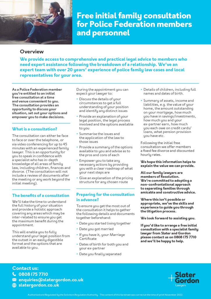 Slater and Gordon family consultation factsheet